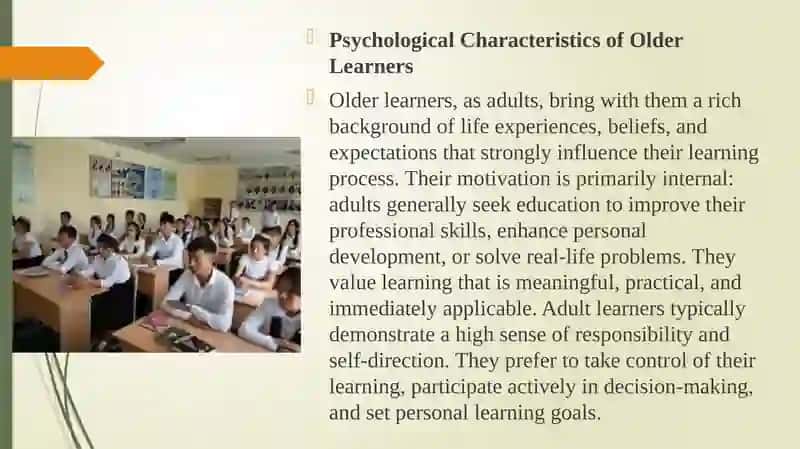 Adults as learnersPsychologicalcharacteristics and language development of adult learnersAdapting materials for adults 3