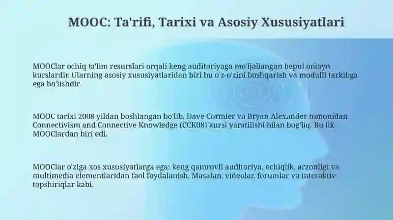 MOOC: Ta'rifi, Evolyutsiyasi va Afzalliklari 3