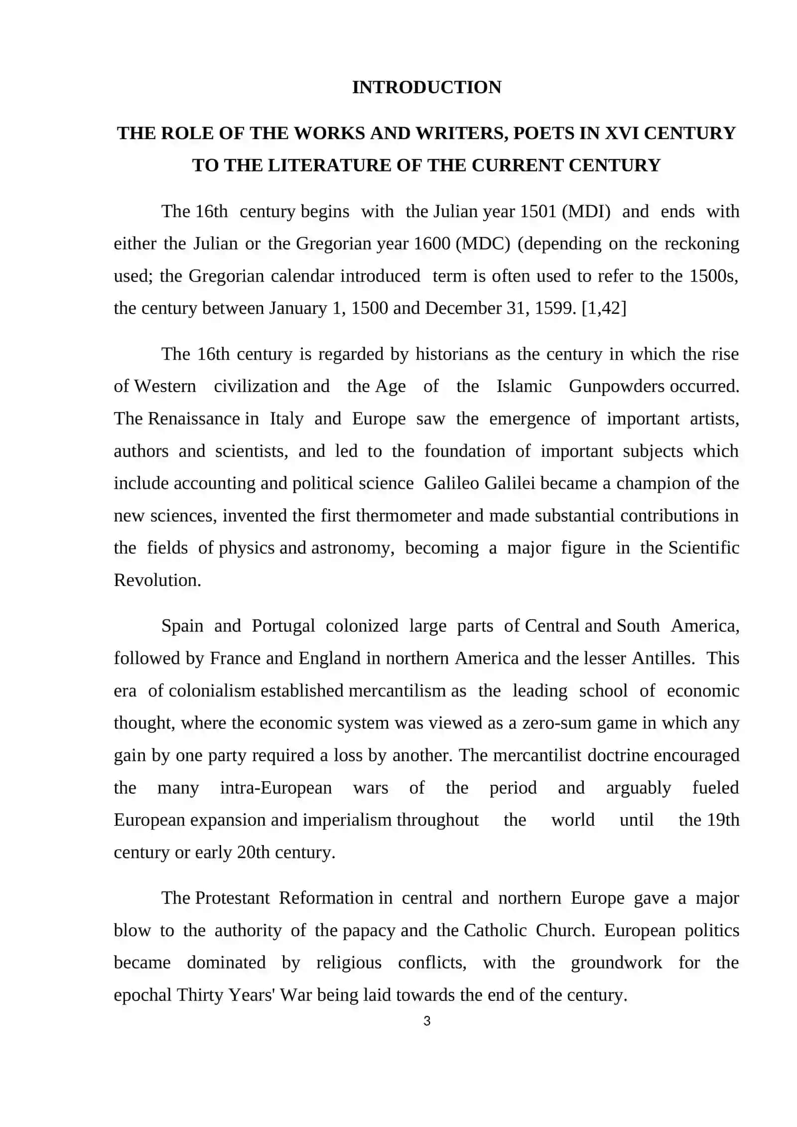 Theme: The Literature of the XVI Century 3
