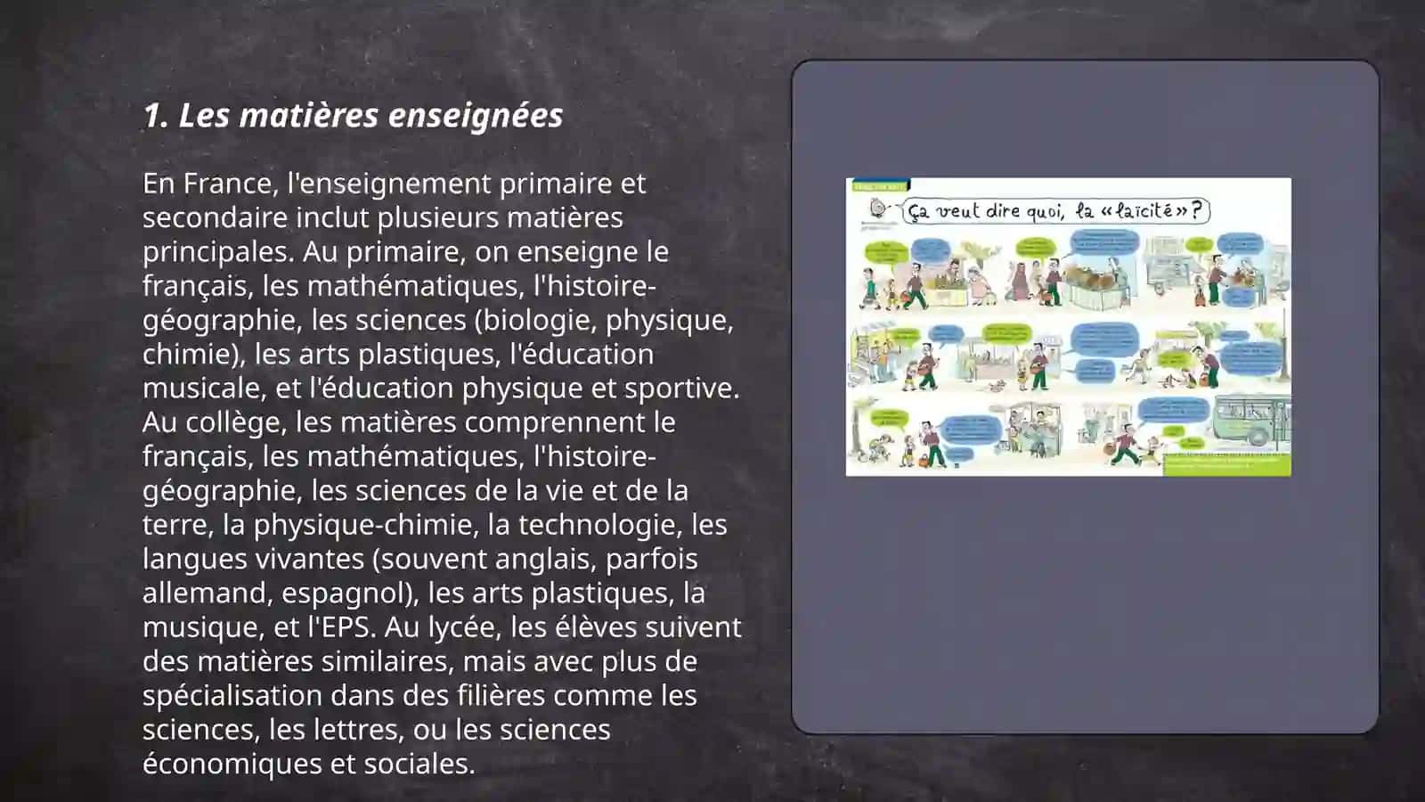 Les matières enseignées en France 3