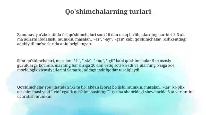Qo'shimchalar va Morfemalar 3