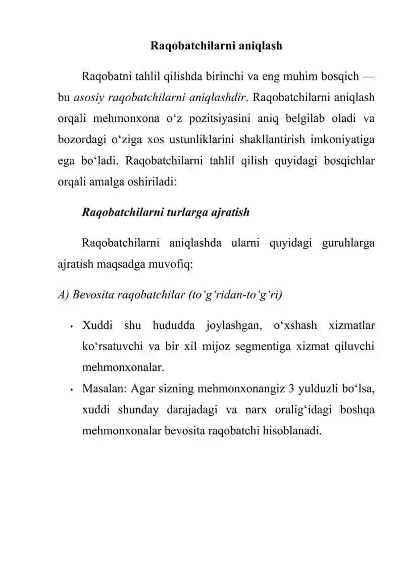 Mehmonhona sonoatida raqobatni tahlil qilish 3