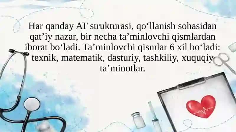 Tibbiyot masalalarini yechishda axborot texnologiyalardan sturiy ta’minoti 3