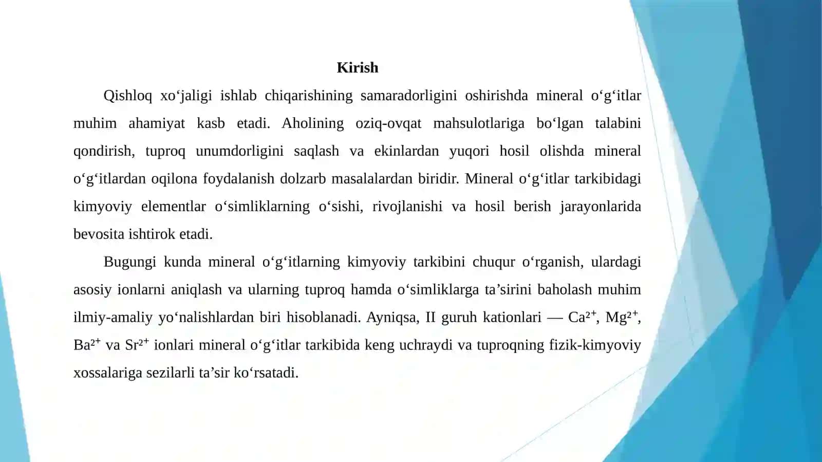 Mineral oʻgʻitlar tarkibidagi guruh kationlarini aniqlashusullari 3