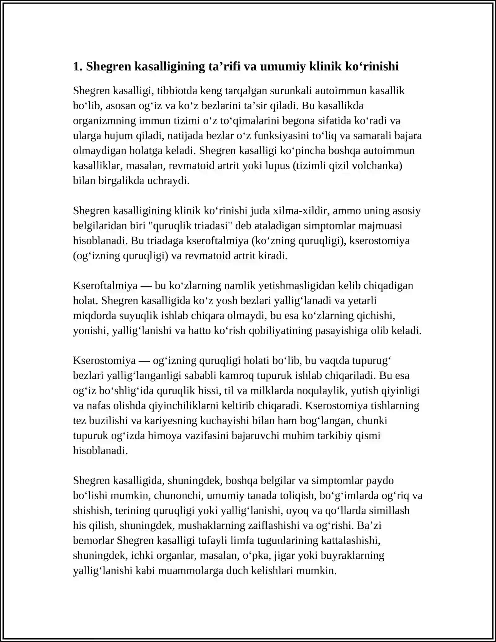 SHEGREN KASALLIGI 3