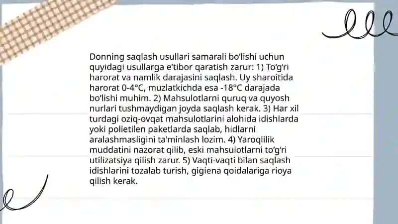 Donning saqlash usullari 3