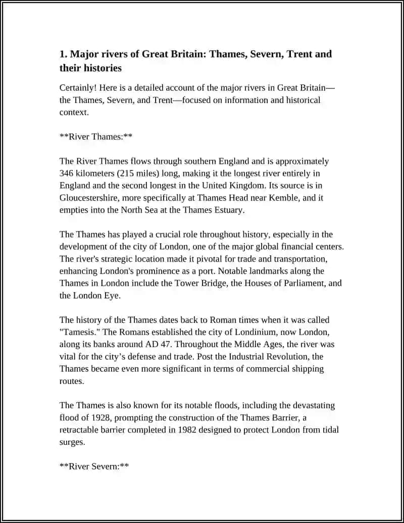 Major Rivers of Great Britain: Thames, Severn, Trent 3