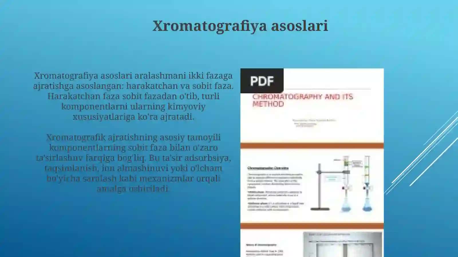 Xromotografikusullarvaularningmoxiyati 3