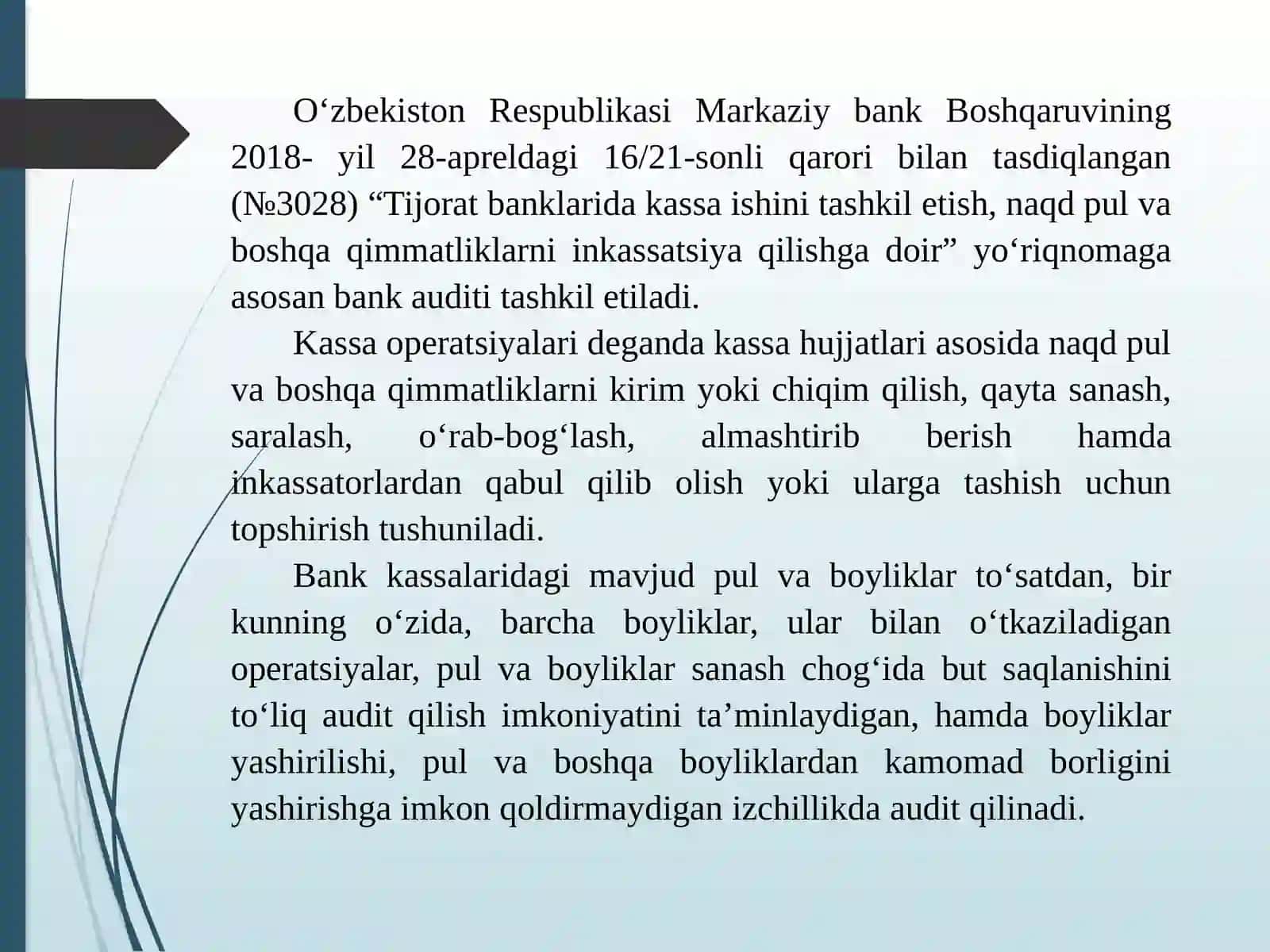 Kassa operatsiyalari auditi 3