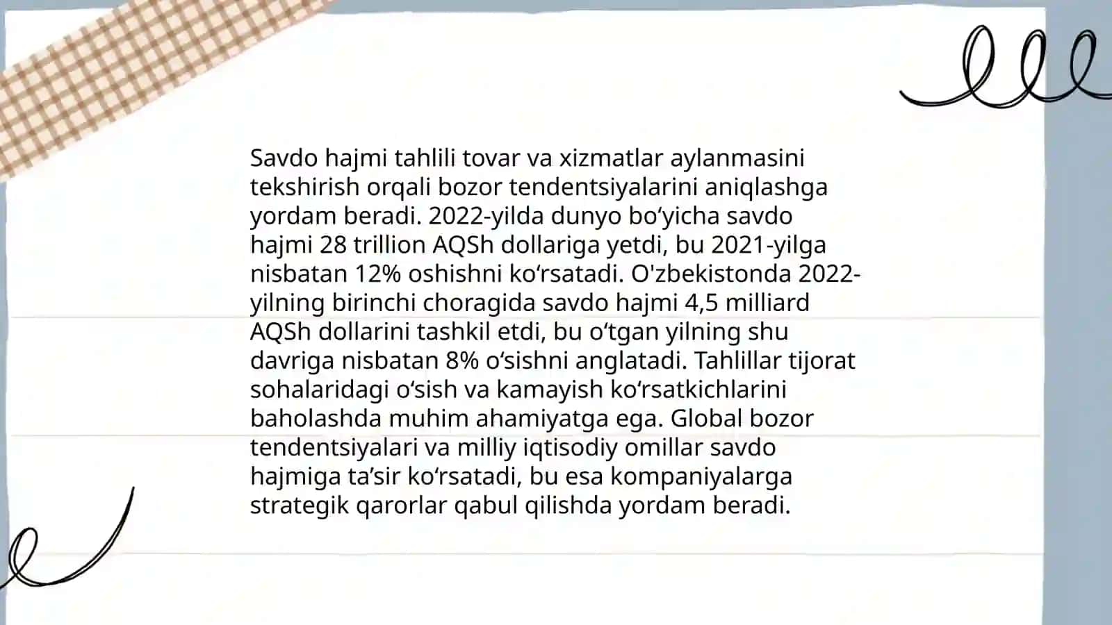 Savdo hajmlari dinamikasini aniqlash 3