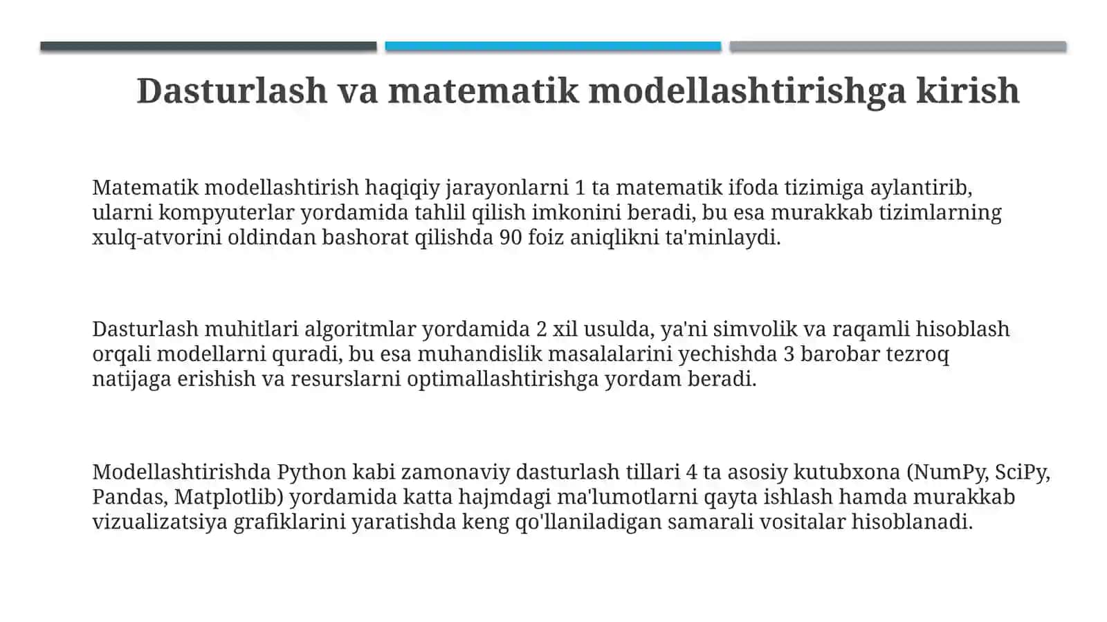 Dasturlash va matematik modellashtirish 3