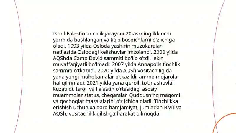 Isroil va Falastin Tinchlik Jarayoni 3