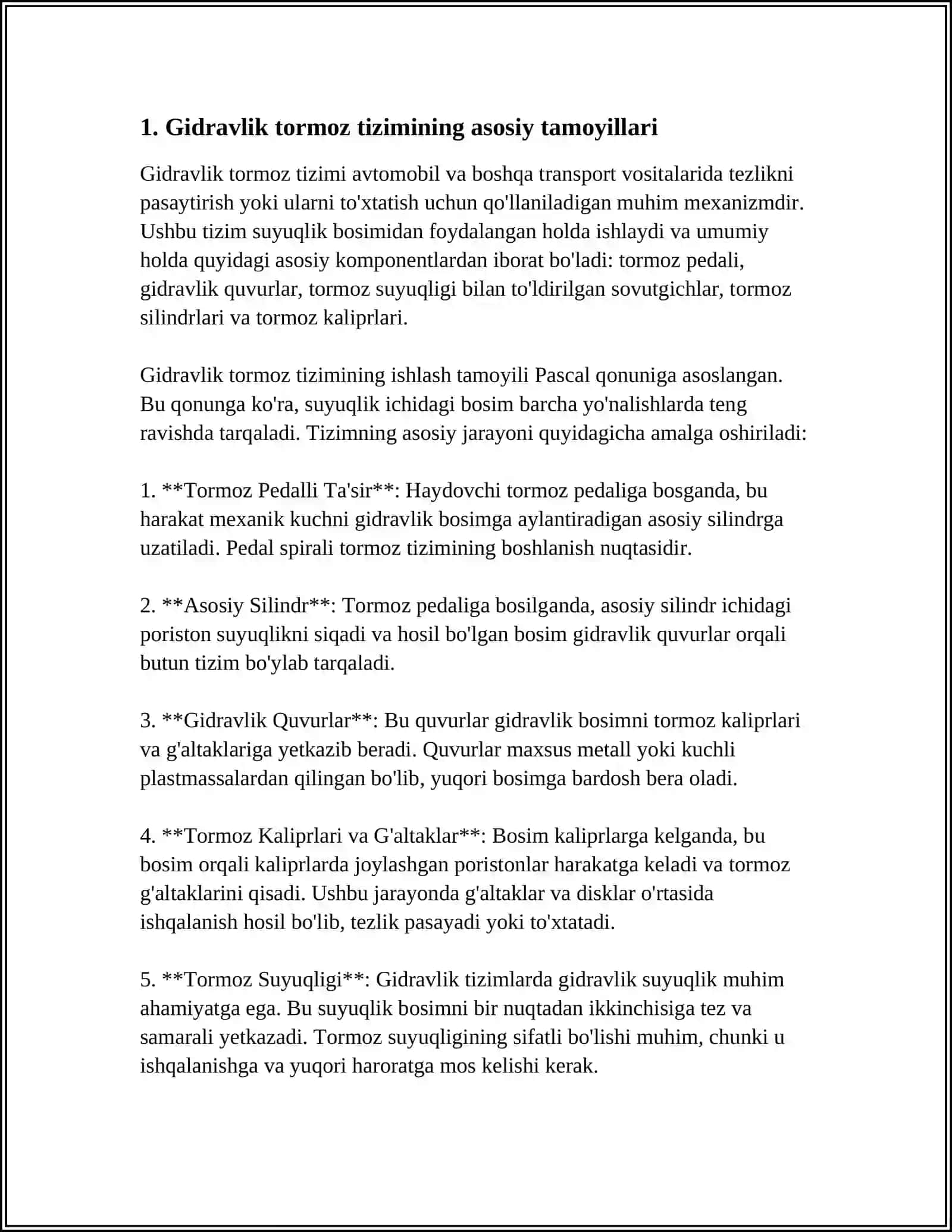 GIDRAVLIK TORMIZ TIZIMI 3