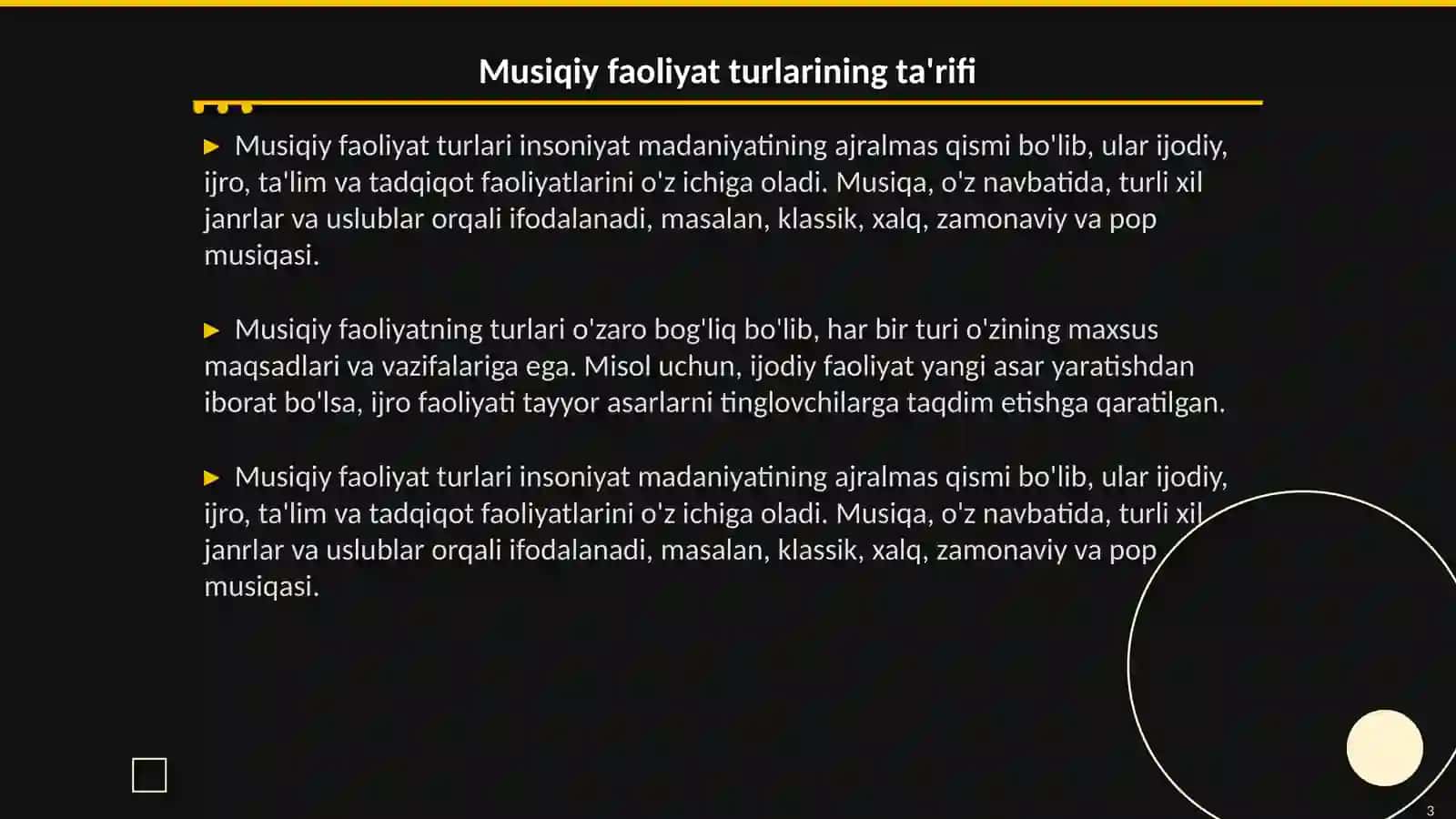 Musiqiy faoliyat turlari 3