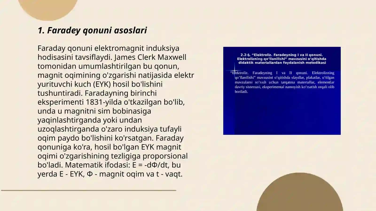 Faradey qonuni va Lens qoidasi 3