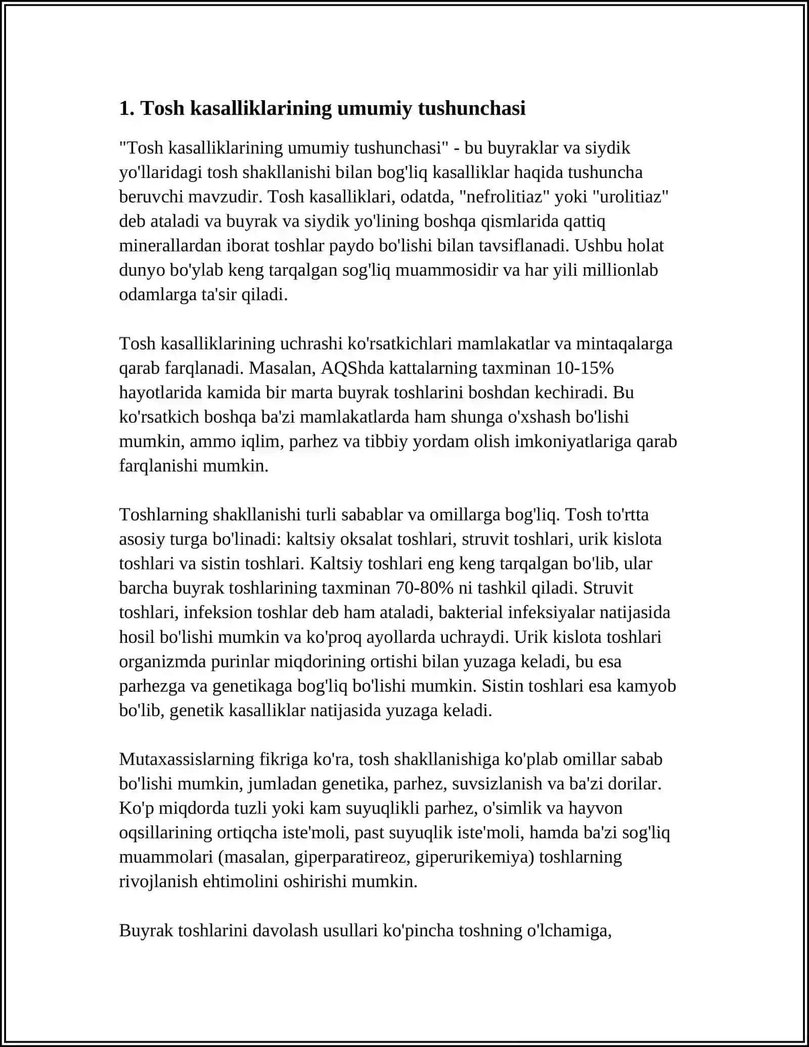 Tosh kasalliklari haqida 3