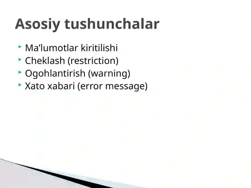 Elektron jadvallarda maʼlumotlar kiritilishini tekshirish 3