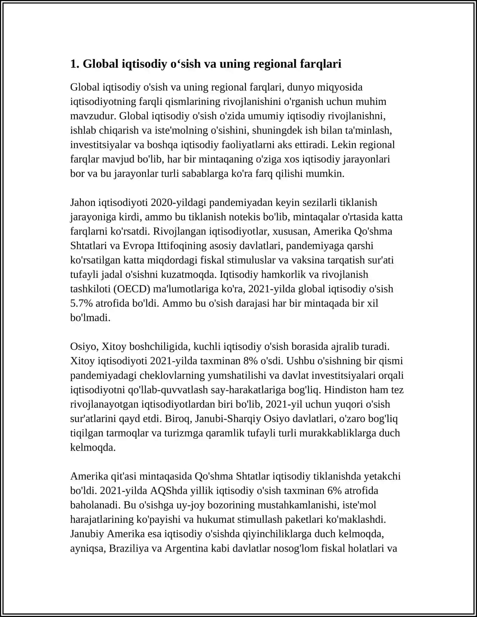 GLOBAL IQTISODIY RIVOJLANISH 3