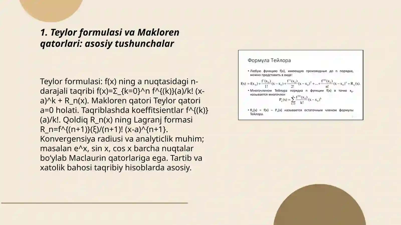 Teylor formulasi va uning taqribiy hisoblashlarga tadbiqi 3