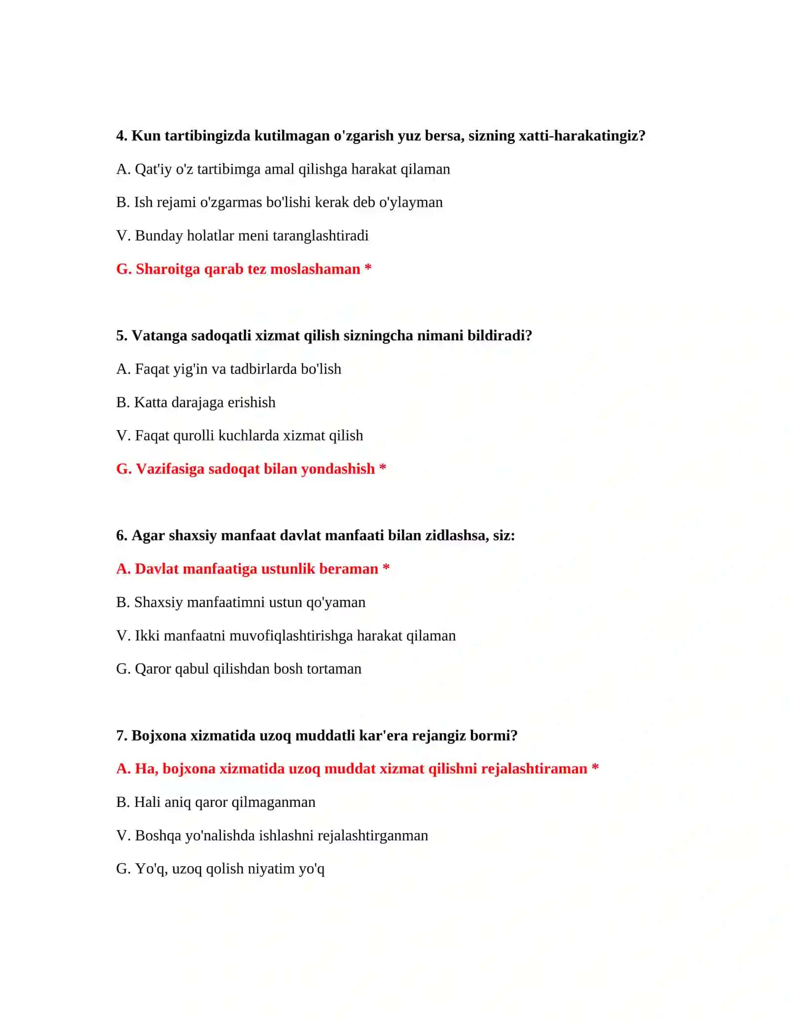 Bojxona xavfsizligi bo‘yicha testlar 3