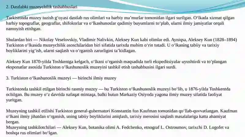 Turkistonda dastlabki muzeylarning vujudga kelishi 3