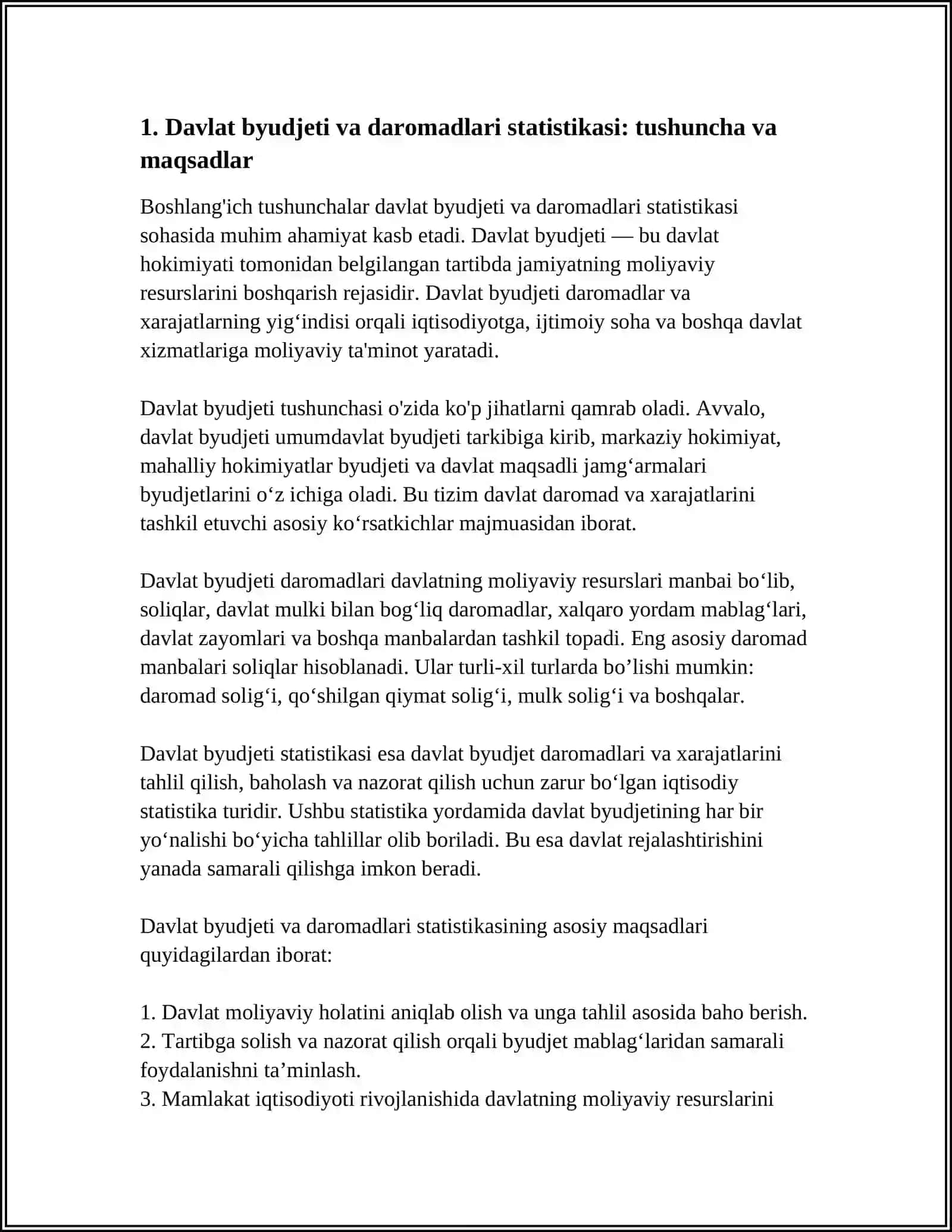 DAVLAT BUDJETI VA DAROMADLARI STATISTIKASI 3