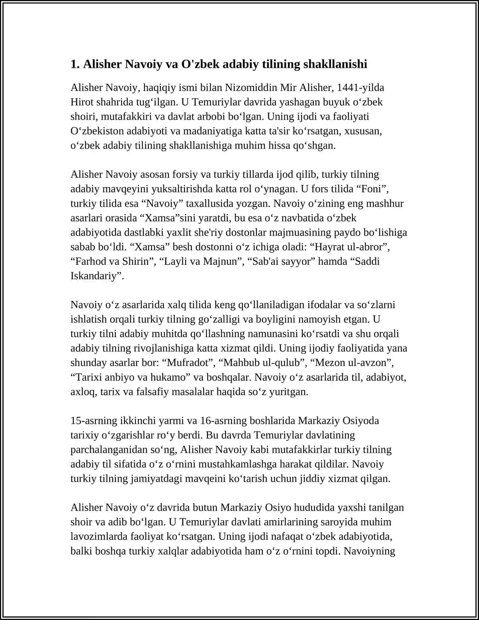ALISHER NAVOIY-O‘ZBEK ADABIY TILINING ASOSCHISIDA MA'LUMOT YOZING 3
