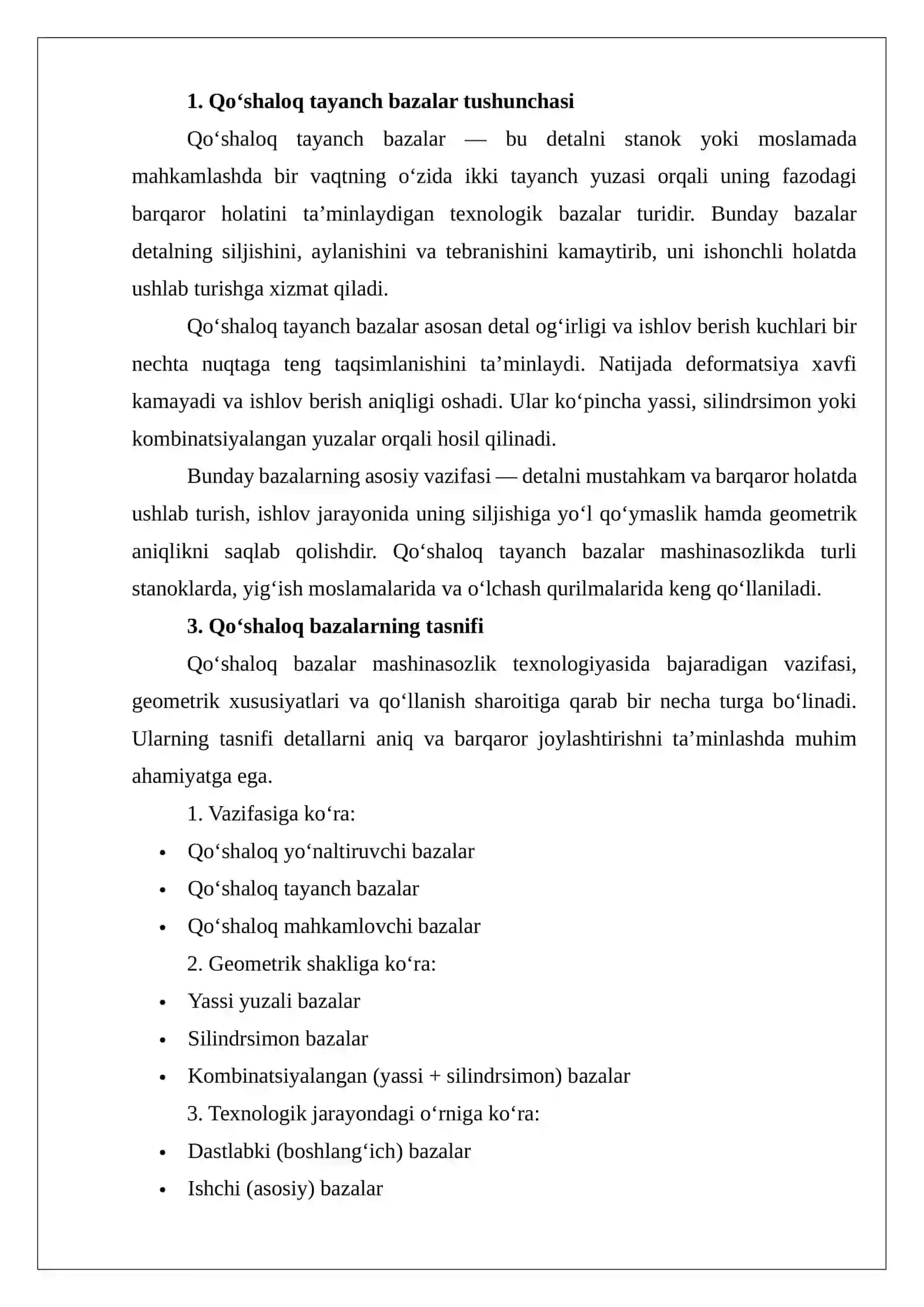 Qo'shaloq yo'naltiruvchi va tayanch bazalar tasnifi 3