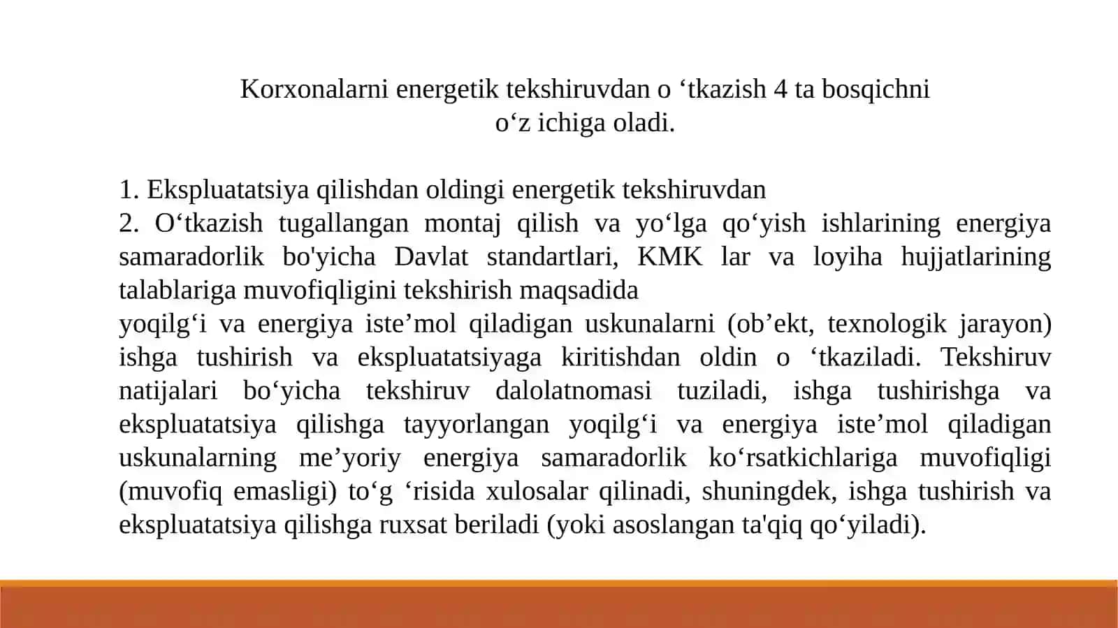 Energetik tekshiruvni tashkil qilish 3