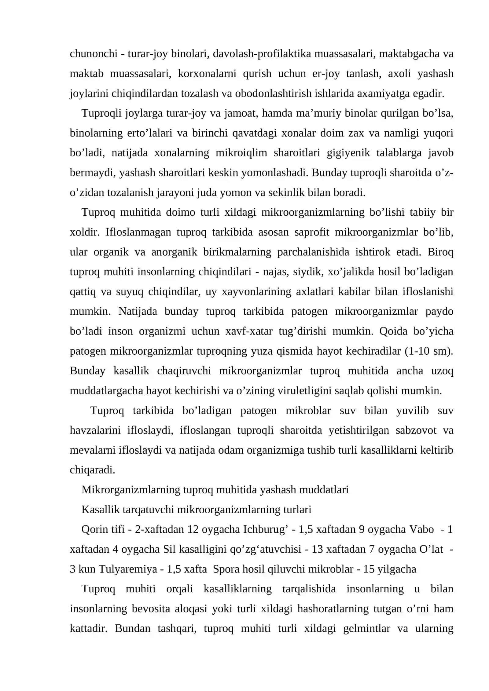 Tuproqning gigiyenik axamiyati 3