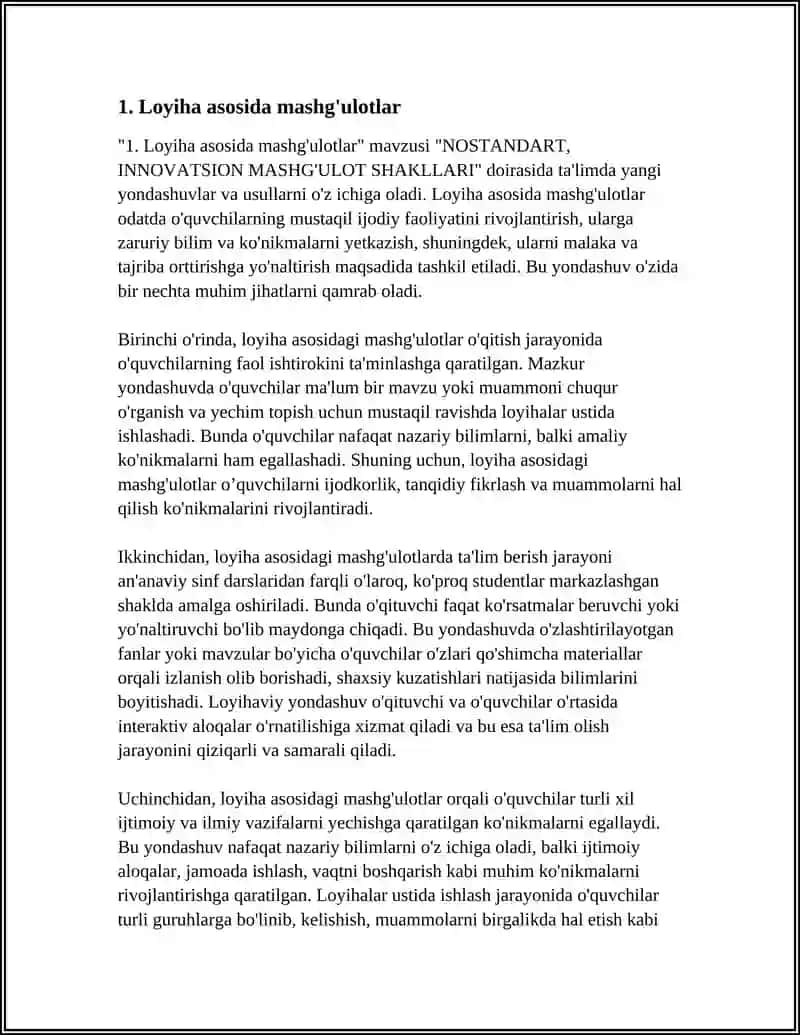 NOSTANDART, INNOVATSION MASHG'ULOT SHAKLLARI 3
