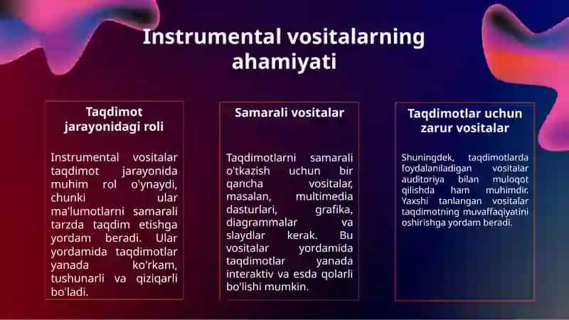 Instrumental vositalar va ularning taqdimotdagi roli 3