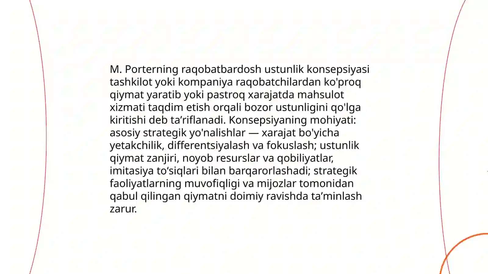 M. Porterning raqobatbardosh ustunlik konsepsiyasi 3