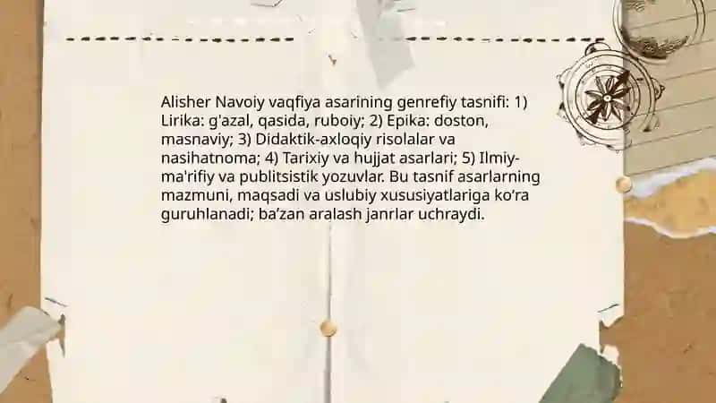 Alisher Navoiyning vaqfiya asarining tasnifi 3