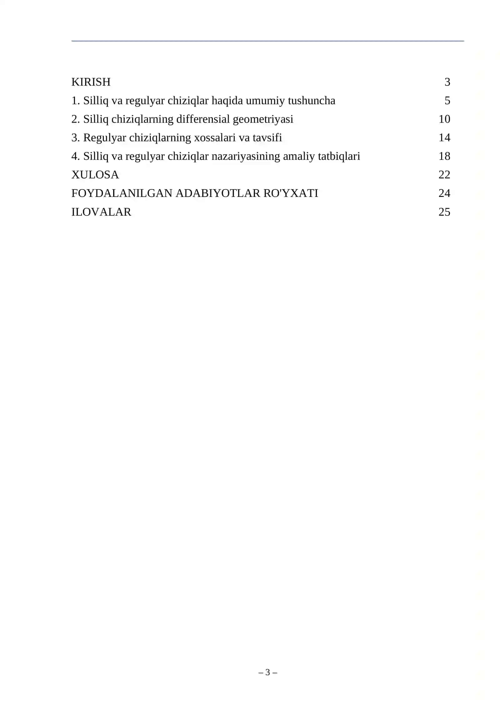 Silliq va regulyar chiziqlar 3