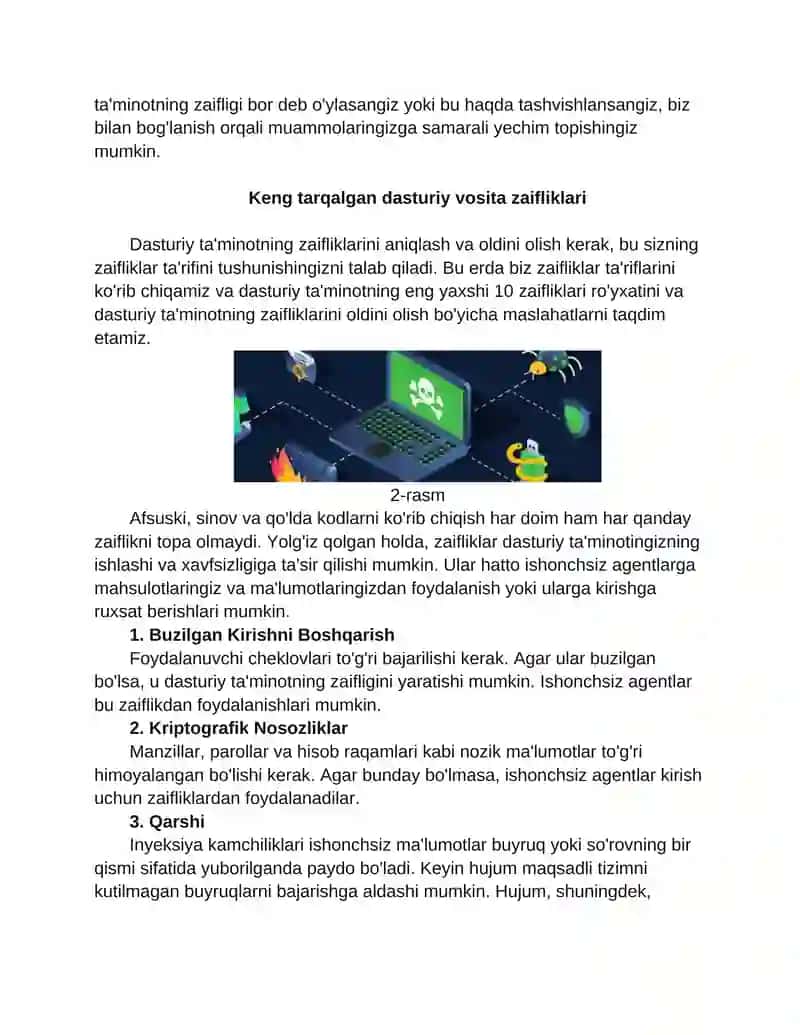 Dasturiy vositalarda xavfsizlik muammolari 3