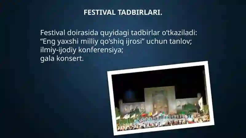 "SHARQ TARONALARI" XALQARO MUSIQA FESTIVALI 3