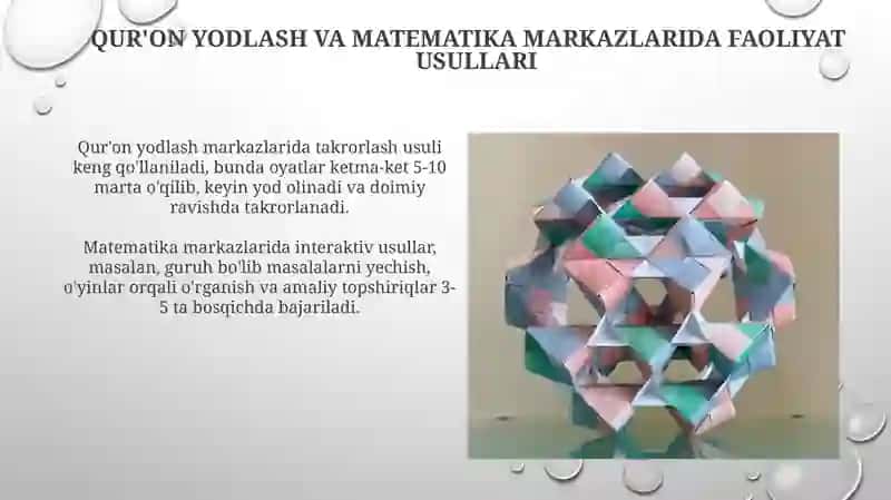 Qurish yasash va matematika markazidagi faoliyat metodikasi 3