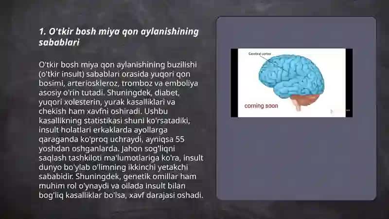 O'tkir bosh miya qon aylanishining buzulishi 3