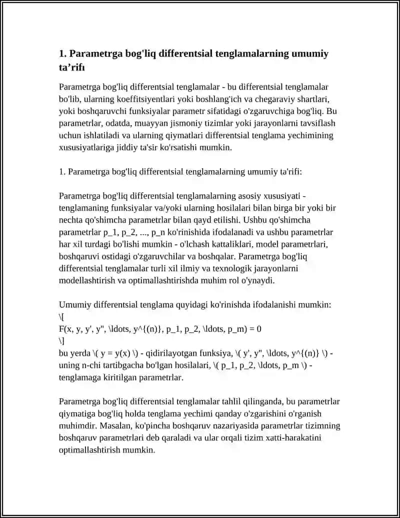 PARAMETRGA BOG'LIQ DIFFERENTSIAL TENGLAMALAR 3