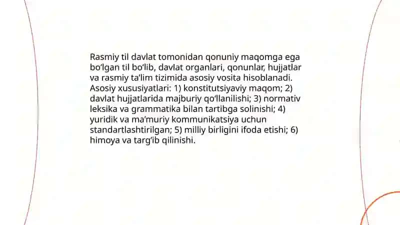 Rasmiy til va uning xususiyatlari 3