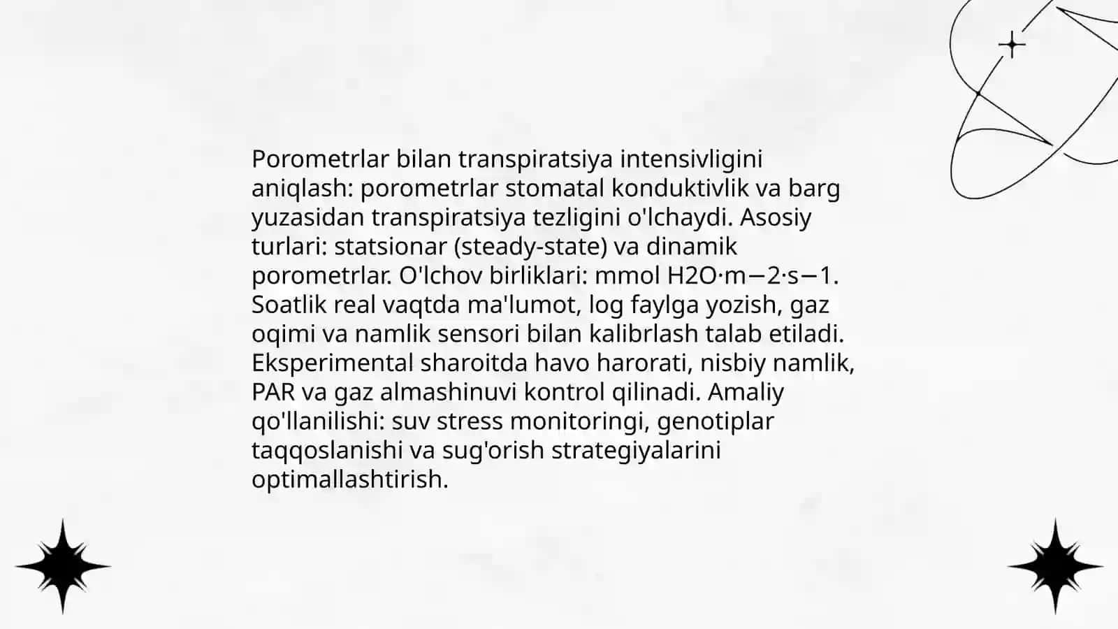 Transpiratsiya jadalligini aniqlashda zamonaviy asbob uskunalardan foydalanish 3