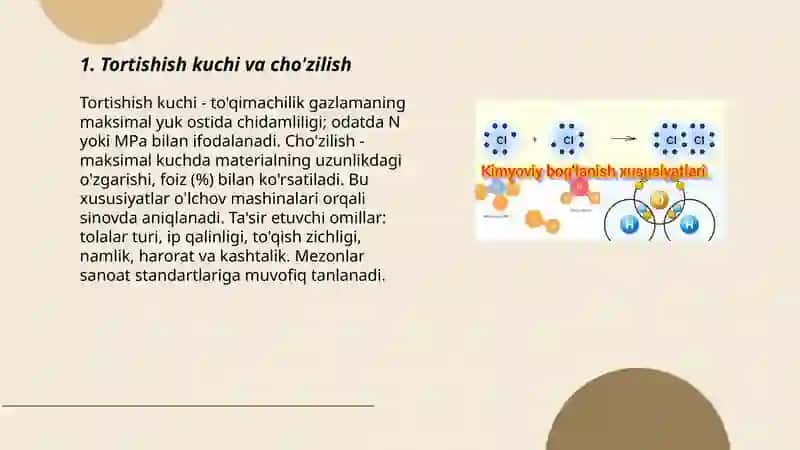 To'quvchilik gazlamalarning mexanik xususiyatlari 3