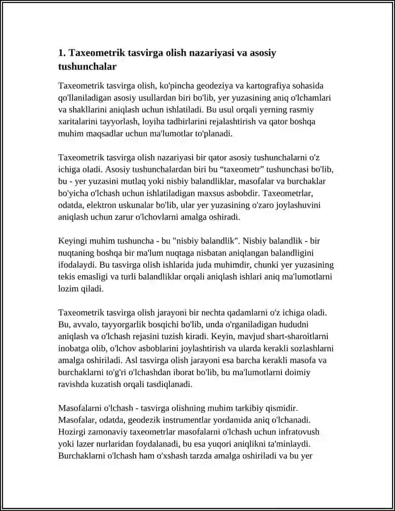 TAXEOMETRIK TASVIRGA OLISH ISHLARI 3