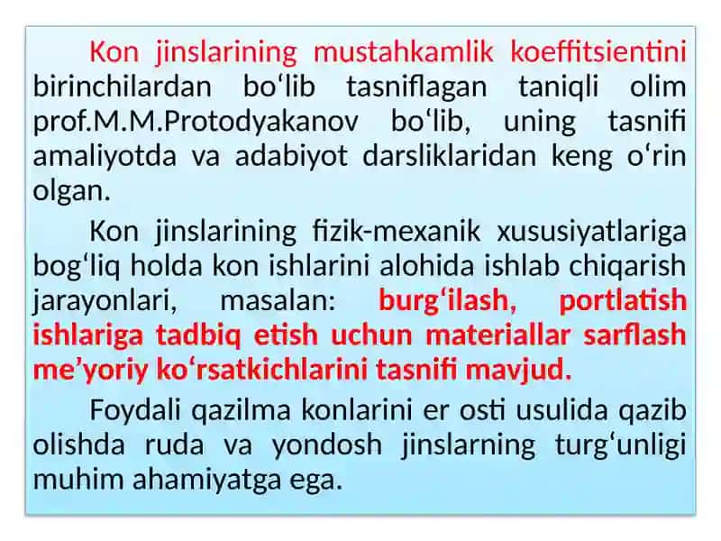 Ruda va yondosh jinslarning fizik-mexaniktavsifi 3