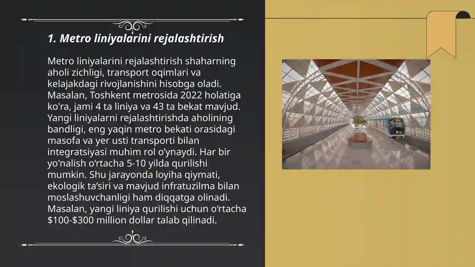 Metropoliten yónalishini loyihalash 3