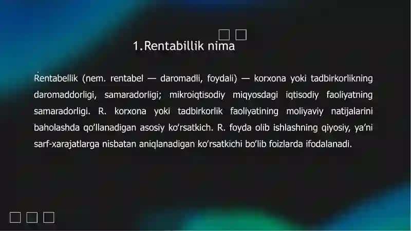 Mehmonxona xo’jaligi rentabilligi 3