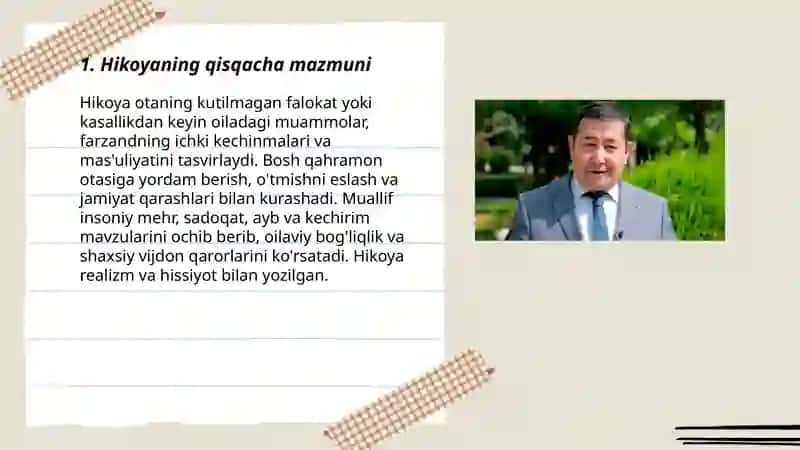 Isajon Sulton "Otamga nimadir bo'ldi..." hikoyasi 3