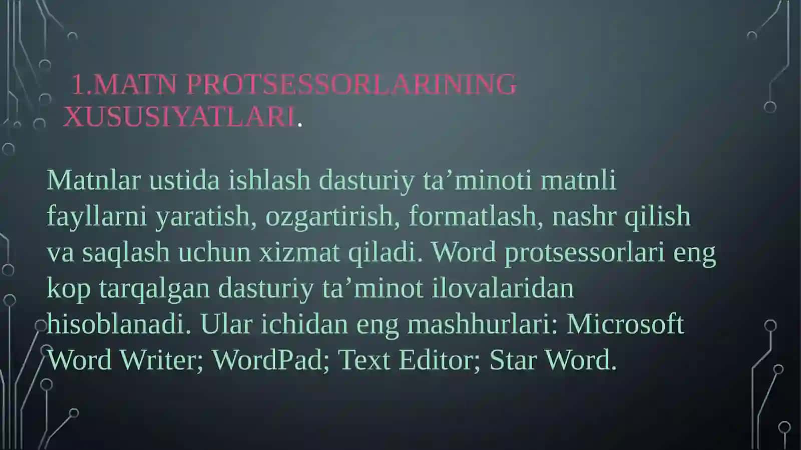 MATNLI MALUMOTLARNI QAYTA ISHLASH DASTURLARINING IMKONIYATLARI 3
