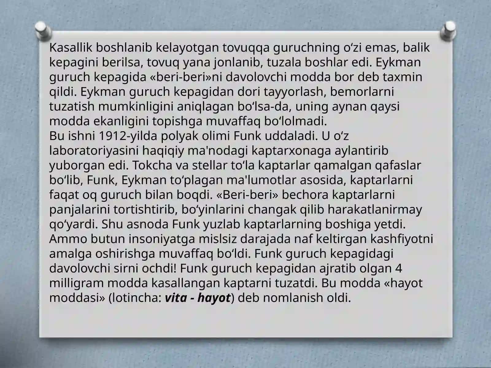 VITAMINLA VA MIKROELEMENTLAR TARIXI VA OZIGA XOS VAKILLARI TARIXI 3